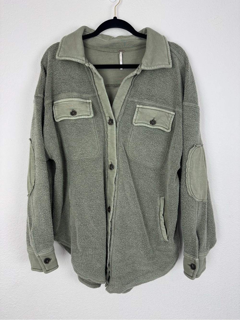 Free People Green Shacket Shirt Jacket Oversized Fit Boho Bohemian